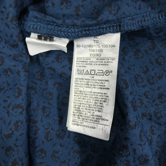 GAP Dress Women's XL Blue Floral Pullover Mini Smocked Ruffle Sleeve Pockets - Picture 6 of 16